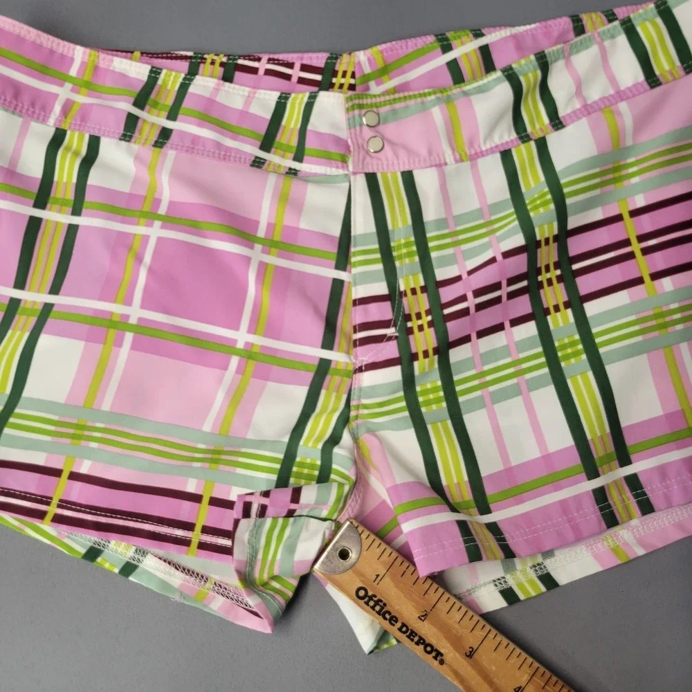 Agua Doce Shorts Womens Medium Plaid Swim Boardshorts Brazilian Beach Swimwear